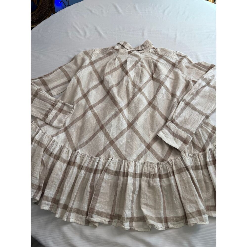 Free People Peppy In Plaid Button Up Ruffle Back Size Medium - Picture 9 of 10